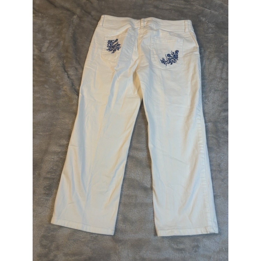 Chico's Jeans Women's Embroidered Blue White Denim 0.5 (6) Women's